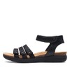 Clarks Women's April Dove Flat Sandal, Black Leather, 9