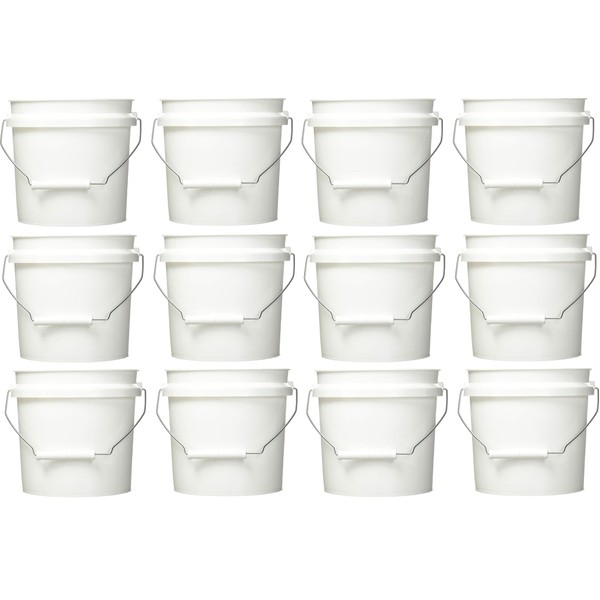 1 Gallon White Plastic Reinforced Rim Paint Pail Bucket w