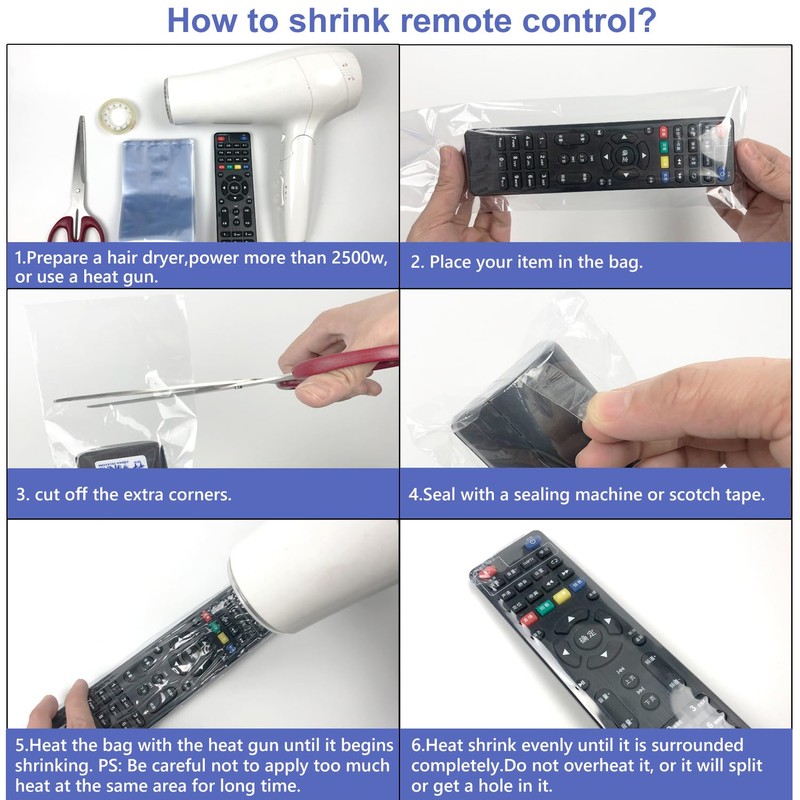 Remote Control Shrink Wrap Bags,2.7x8 Inches 100 Pieces Remote Control