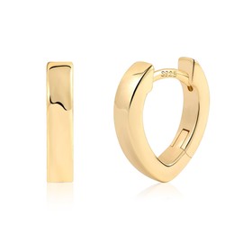 ALEXCRAFT Silver 925 Small Hoop Earrings, 14 Carat Gold-Plated Earrings Oval Silver 925 Hoop Earrings Square Small Huggie Hoop Earrings Gold Cartilage Earrings Oval Hoop Earrings Small Women Girls