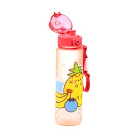 Puckator Pusheen The Cat Fruits Pop Top 600ml Shatterproof Bottle - Reusable Insulated Active Water Bottle Flask for Girls and Boys with A Carry Handle & Straw - Bpa Free - for School Nursery
