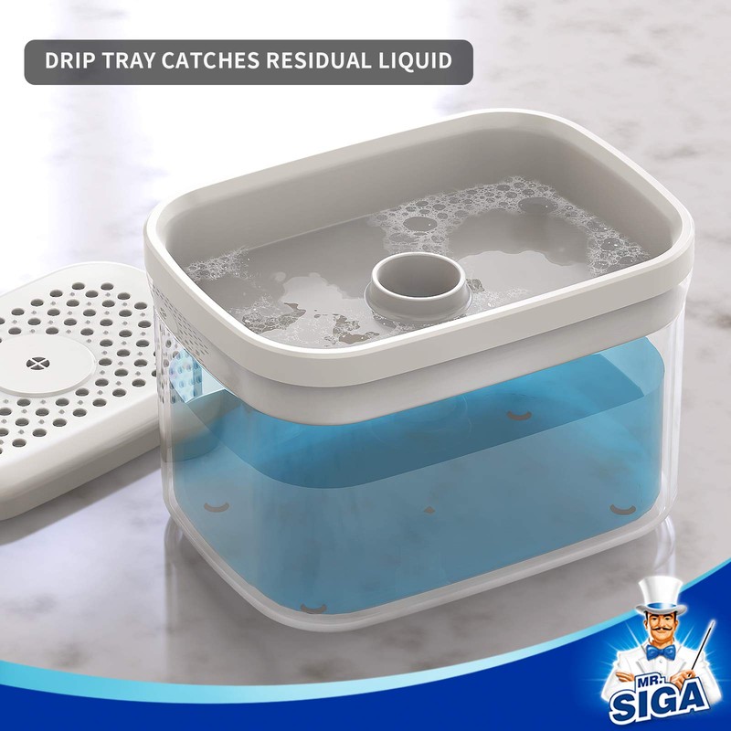 MR.SIGAシンクトップに置くツーインワン「液体洗剤ディスポーザー」と「スポンジホルダー」