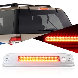 Auto Dynasty LED 3rd Third Brake Light Compatible with 2003-2016 Ford Expedition/Lincoln Navigator, Rear Center Cab Cargo Lamp High Mount Stop light, Chrome Housing Red Lens