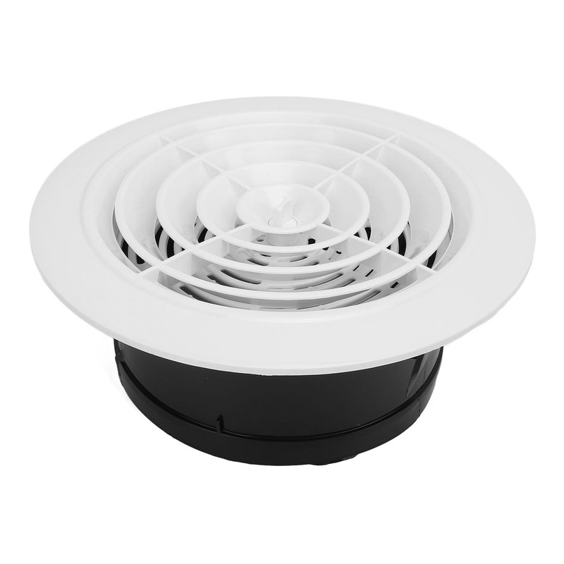 ABS Plastic Round Vent Cover, White Panel, 150mm Rotating Louver