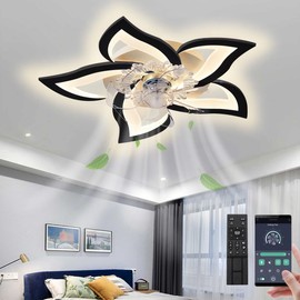 LENIVER 30" Ceiling Fan with Lights Remote Control, Modern Low Profile Flush Mount Ceiling Fan with Lights， Dimmable Ceiling Fans 3 Color 6 Speed for Bedroom Living Dining Room Kitchen - White