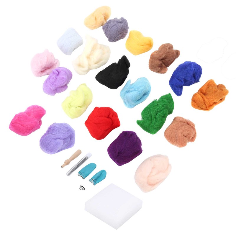Needle Wool Felt Kit 20 Colors 5g Felting Supplies Tools