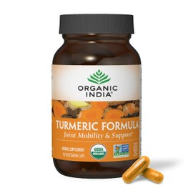ORGANIC INDIA ORGANIC INDIA Turmeric Curcumin with Black Pepper - Organic Turmeric Supplement and Curcumin Supplement, Turmeric Capsules, Joint Support & Immune System Support, Whole Root, Trikatu - 90 Capsules