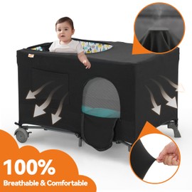 Pamo Babe Blackout Cover for Pack and Play - Baby Playard Cover, Breathable Baby Netting Cover for Indoor or Outdoor Portable Blackout Tent