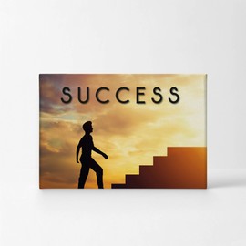 Smile Art Design Success Lettering Stairs and Sky Motivational Canvas Wall Art Inspirational Wall Art Entrepreneur Quote Print Modern Office Living Room Decor Artwork Gift Ready to Hang 24x36