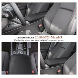 SKTU for 2019-2024 2025 Mazda 3 Mazda3 Center Console Cover 2023 2024 2025 Mazda3 Central Console Armrest Pad Mazda3 BP Seat Box Cover Automotive Car Center Console Soft Cushion (Black)