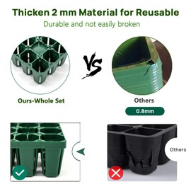 Vego garden Standard Seedling Trays, 64 Pack Seed Trays for Seedlings Reusable Propagator Tray Growing Starter Tray, Germination Trays Kit Heavy-Duty Plastic for Greenhouse/Garden (8-Cell per Tray)