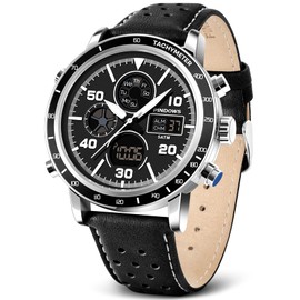 PINIDOUS Mens Watches for Men,Military Digital Analog Sports Watch,Outdoor Waterproof Quartz Wrist Watch for Men with Stopwatch Alarm Countdown Dual Dial Time,LED Back Light