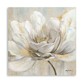 White Magnolia Livingroom Wall Art Magnolia Art Floral Magnolia Painting Bloosom Framed for Bedroom,Living Room,Kitchen,Office(13.5"X13.5"X1 Panel)