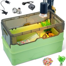 RunDuck Turtle Habitat Tank Kit– Fresh Filtration, Waterplay Fun, Diverse Living, Heat Lamp, Water Pump and Convenient Water Changes in Tanks Habitat Kits Turtle cage (Green, Medium)