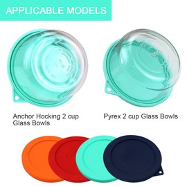 Sophico 2 Cup Round Silicone Storage Cover Lids Replacement for Anchor Hocking and Pyrex 7200-PC Glass Bowls (Container not Included) | Mint, 2 Pack |