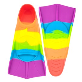 Gugmoy Kids Swim Fins,Comfortable Silicone Flippers for Swimming and Diving,Size Suitable Beginners Kids Girls Boys Adults (Large, Colorful-D)