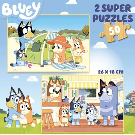 Educa - Bluey Super Puzzle | 2 x 50 Pieces Wooden Puzzle Set for Children from 4 Years, Children's Puzzle (19408)