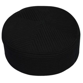 TheKufi® Black Muslim Kufi Cap Padded Rounded-top Straight-Stitch Design Islamic Wardrobe Prayer Hat (XXXL- 24.5" (62.2cm))