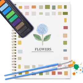 Dancart Beginner Watercolor Kit with Outlines, 12 Colors Rustproof Box, 2 Brushes & Multi-Theme Painting Book for Kids, Teens & Adults