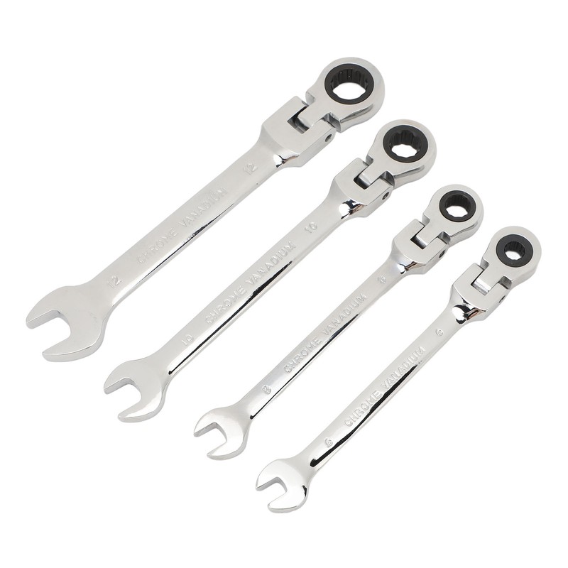 Flex Head Ratcheting Combination Wrench Set Chrome Vanadium Steel Quick