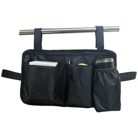 JPJYE Wheelchair Side Bag with Cup Holder, Wheelchair Armrest Pouch Accessories for Walker, Rollator, Electric Scooter Wheelchairs (Black, 13.8X8 Inch)