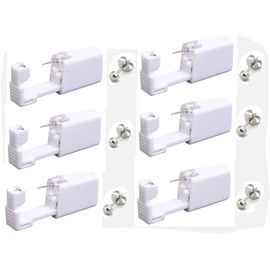 Moguxb Disposable Ear Piercing Gun with Stud Earrings, Pack of 6, Self-Piercing Tool, Pain-Free, Ear Piercing Gun, Ear Piercing Tool, Ear Nose Self-Piercing for Girls, Women, Men, Plastic