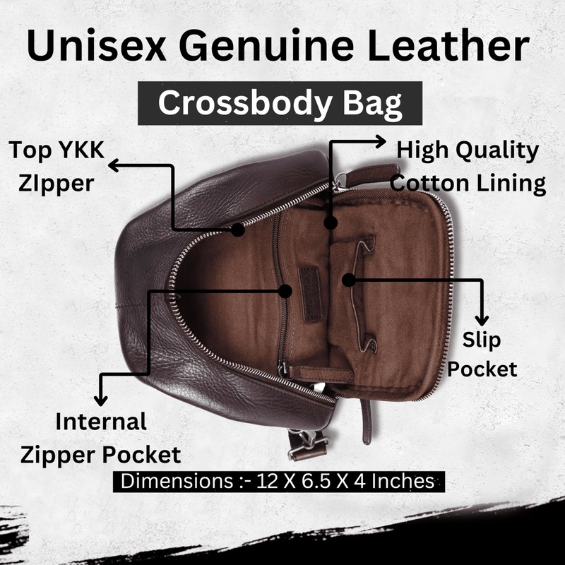 Genuine Italian Leather Unisex Body Bag - Stylish, Durable, and