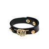 Occasions Gift Giving Black Faux Leather Goldtone Initial Bracelet (N