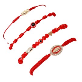 Pink String Evil Eye 7 Knot Lucky Bracelets Mexican Braclets Red Braided Black Rope San Judas Bracelet Virgin Mary Amulet Gift for Women Men
