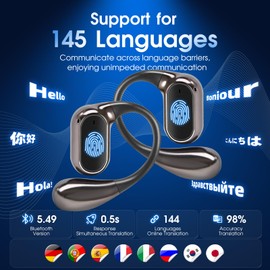 AI Translation Earbuds Real Time with 145 Languages - Translator Earbuds Real Time, Bluetooth 5.4 Language Translator Earbuds with APP, ENC Noise Reduction for Travel, Business Meeting, Academy Use