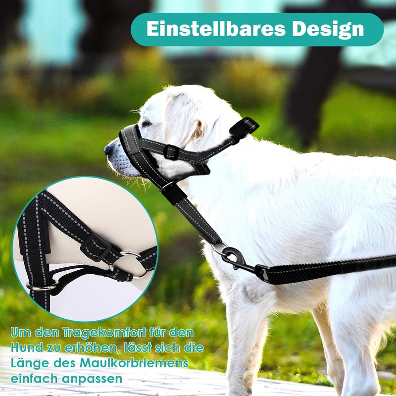 Dog Muzzle with Adjustable Head Halter - Reflective Training Harness,