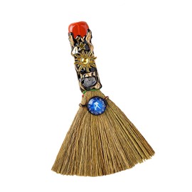 Crystal Witch Altarbroom - Handmade Magic Witch Broom Zodiac Healing Stones, Ideal for Meditation, Healing and Yoga (Aquarius (Jan 20 - 18 Feb))