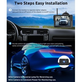 Podofo Wireless Backup Camera 4.3 inch Monitor Wireless Digital Signal AHD Waterproof Night Vision Trailer License Plate Rear View Camera System for Car SUV Truck Pickup,Easy to Install