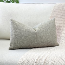 Artscope Pack of 1 Textured Boucle Cushion Covers Lumbar Pillow Cases Cozy Soft Decorative Couch Pillow Covers for Chair Sofa Bedroom Living Room Home Decor 30x50cm, Neutral Grey