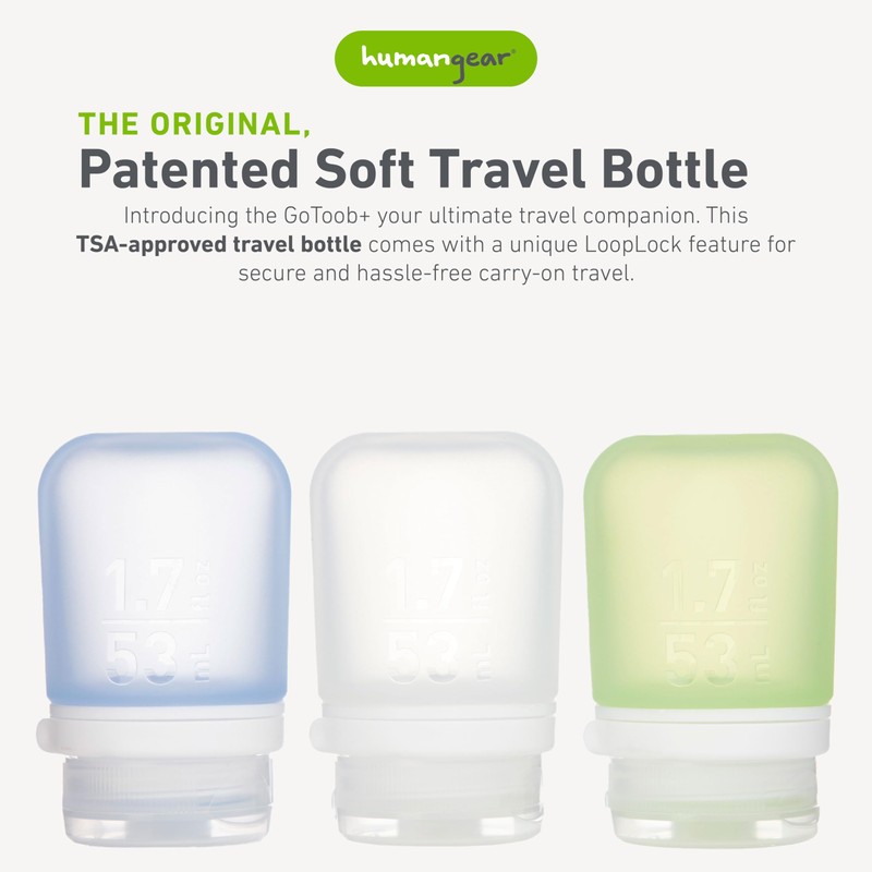 humangear GoToob+ Bottles - Silicone Leak-Proof Travel Tubes for Toiletries,
