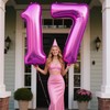 40 Inch Large 17 Balloon Numbers Rose Purple Big Foil