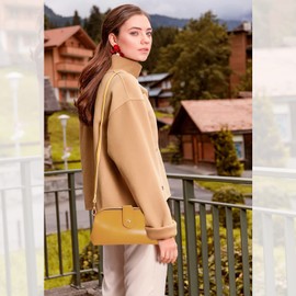 NICOLE & DORIS Klein Umhängetasche Schultertasche Damen Crossbody Tasche Leichte Kuriertasche PU Leder Handtasche Elegante Handy Tasche Gelb