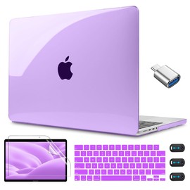 CISSOOK Crystal Purple Case for MacBook Pro 14 Inch 2021-2023 2024 2025 Release A2442 M1 A2779 M2 A2918 A2992 M3 A3112 A3185 A3401 M4 Chip, Plastic Hard Shell Cover for MacBook Pro 14