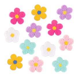 MUNCVY Embroidered Patch, Applique Flowers, Flowers, DIY Clothes, Motif, Cute, Decorative, Boys, Girls, Nursery School, Kindergarten, Patch, Repair, Set of 12, Clothes, Yukata, Gloves, Notebook,