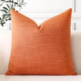 Artscope Set of 1 Cushion Cover, Plain Throw Cushion Cover, Linen Cushion Covers, 40 x 40 cm, Modern Decorative Cushion Cover Set, Cushion Case for Sofa, Bedroom, Home Decor, Orange