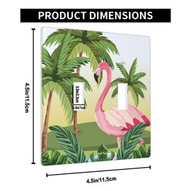 Pznen Beach Flamingo Double Toggle Covers Summer Palm Tree Banana Monstera Leaf Tropical Plant 2 Gang Wall Plate Decorative Light Switch Covers Bathroom Bedroom Home Kitchen