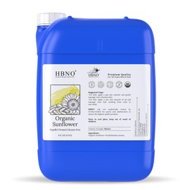 HBNO Organic Sunflower Oil - 8.8 lbs (4 liters) wholesale bulk offer - Ideal for Shampoos, Conditioners, Face wash, Lotions, and Skin care products.