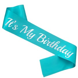 LXYXUUN It's My Birthday Sash Teal Blue, Silver Foil Birthday Sash for Women or Girl 16th 18th 21st 30th Bday Sash Gift Ideas Funny Birthday Party Decorations