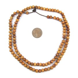 The Bead Chest Olive Wood Beads - Full Strand of Round Christian Rosary Prayer Beads (16mm, Natural)