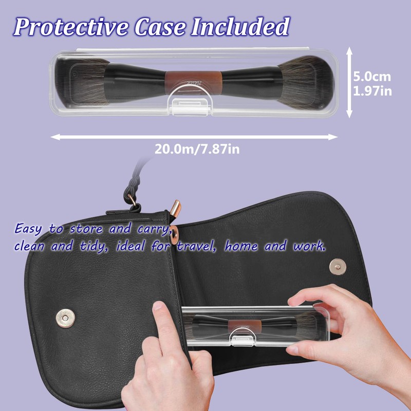 JILIER Double Ended Blush Powder Brush, Duo Bronzer Brush Highlighter,