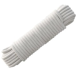 100 ft. Cotton All Purpose Braided Rope, High Strength and Excellent Shock Absorption, Thickness 6mm | Good for Tie, Pull, Swing, Climb and Knot
