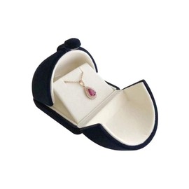 Svea Display Navy Blue Velvet Premium Grade Jewelry Box for Earrings Necklace Double Layer Modern Unique Design Packaging Gift for Her (Jewelry is not included)
