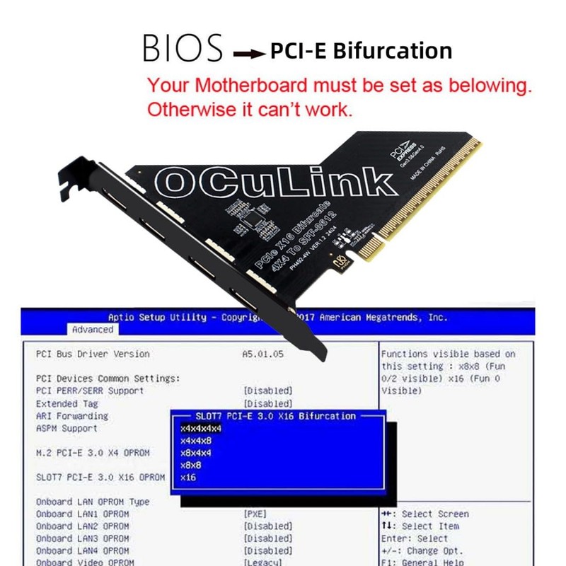 chenyang 4 Port Oculink to PCIe 4.0 X16 Adapter,SFF-8611/8612 to