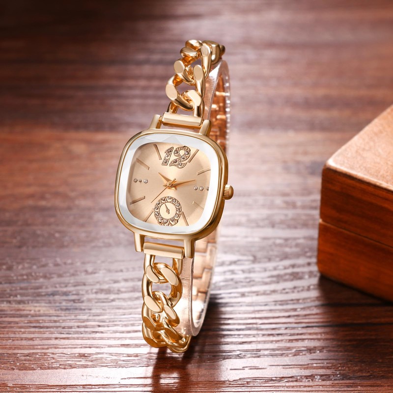 JewelryWe Women's Watches Elegant Analogue Quartz Wrist Watch Rhinestone Rectangular