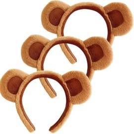 3 Pcs Bear Ears, Bear Ears Headband, Chipmunk Ears, Teddy Bear Ears, Cute Plush Animal Hair Hoops, Animal Alice Hair Band For Girls And Women Furry Bear Ears Party Costume Accessories (Brown) ﻿